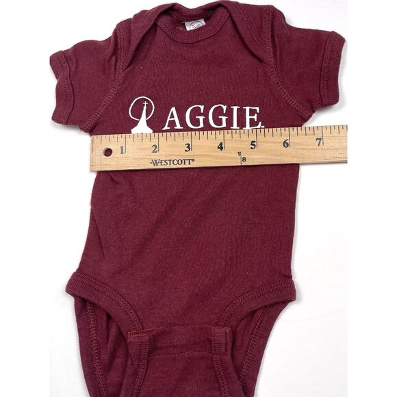 RABBIT SKINS Infant NEWBORN Maroon Bodysuit Romper Aggie Catholic Texas A&M EUC - Picture 3 of 6